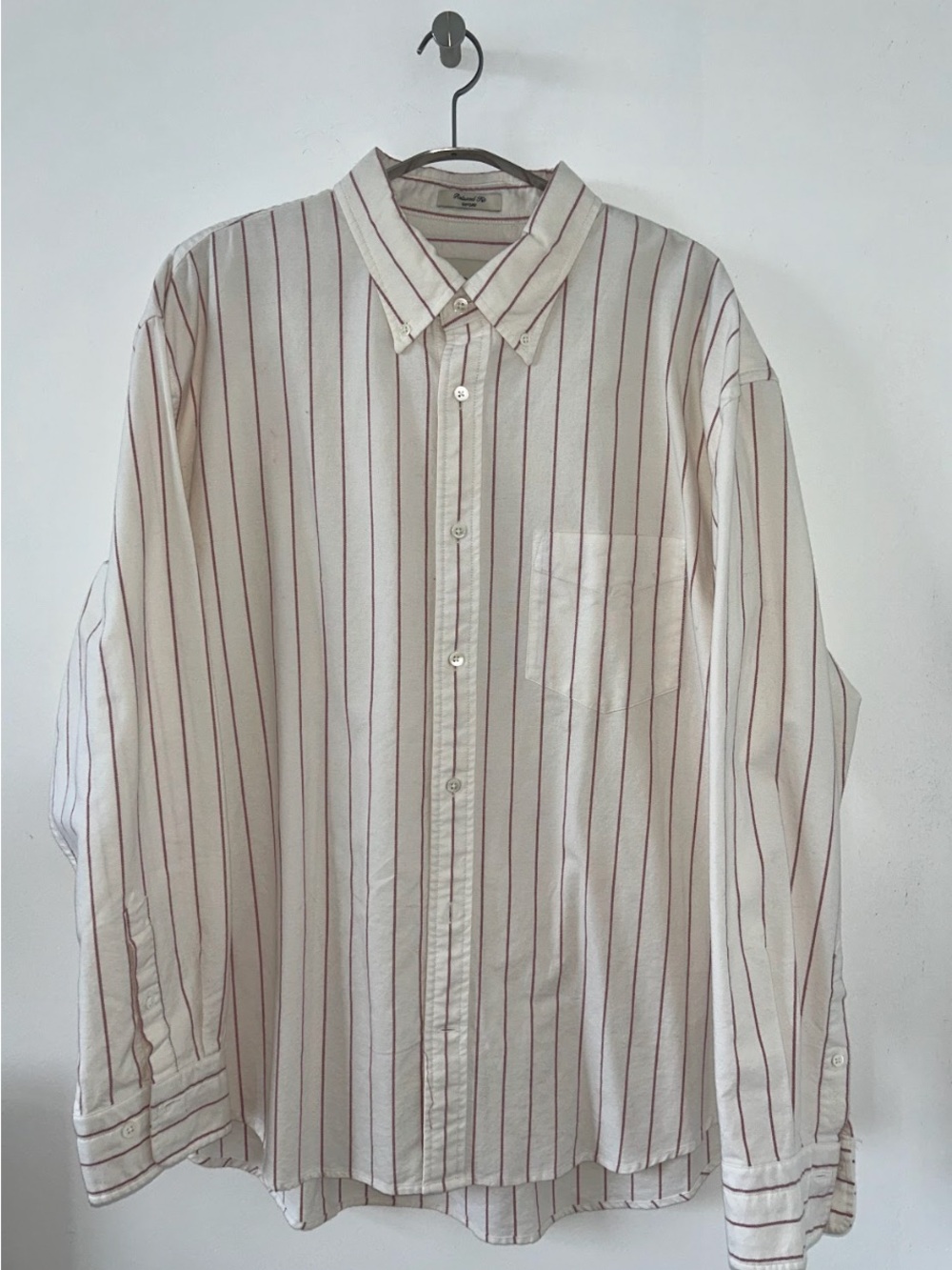 Gant Cream Button-Down Shirt with Red Pinstripes